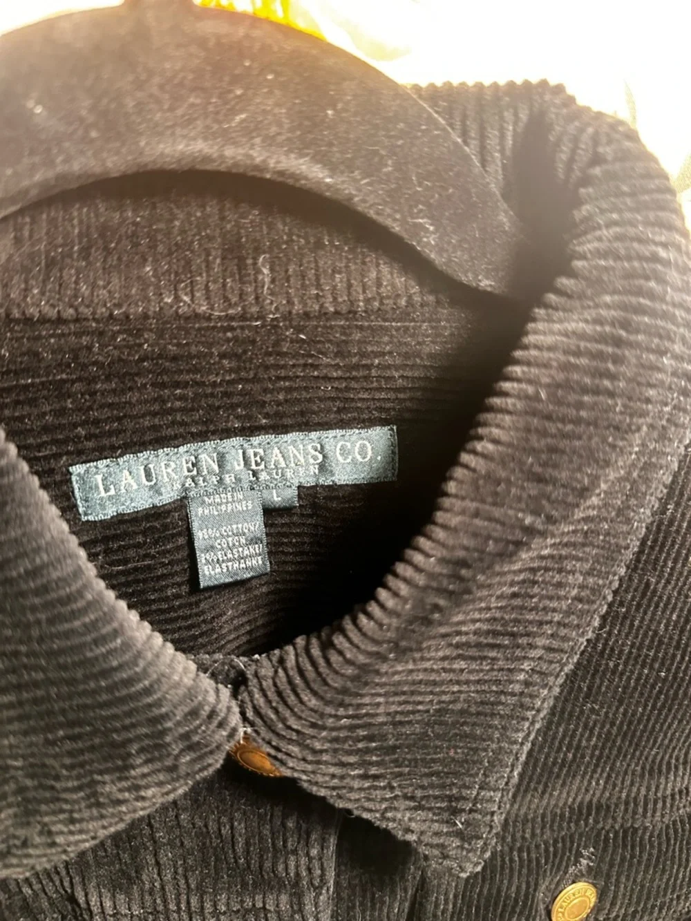LAUREN JEANS CO. RALPH LAUREN CORDUROY JEAN JACKET WOMENS SIZE LARGE - Picture 2 of 6